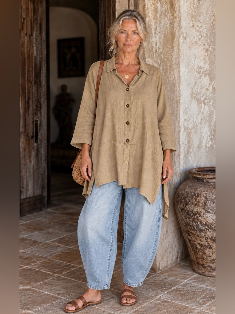 100% Linen Maiwa Tunic | Artisan | Lagenlook | Made in Vancouver